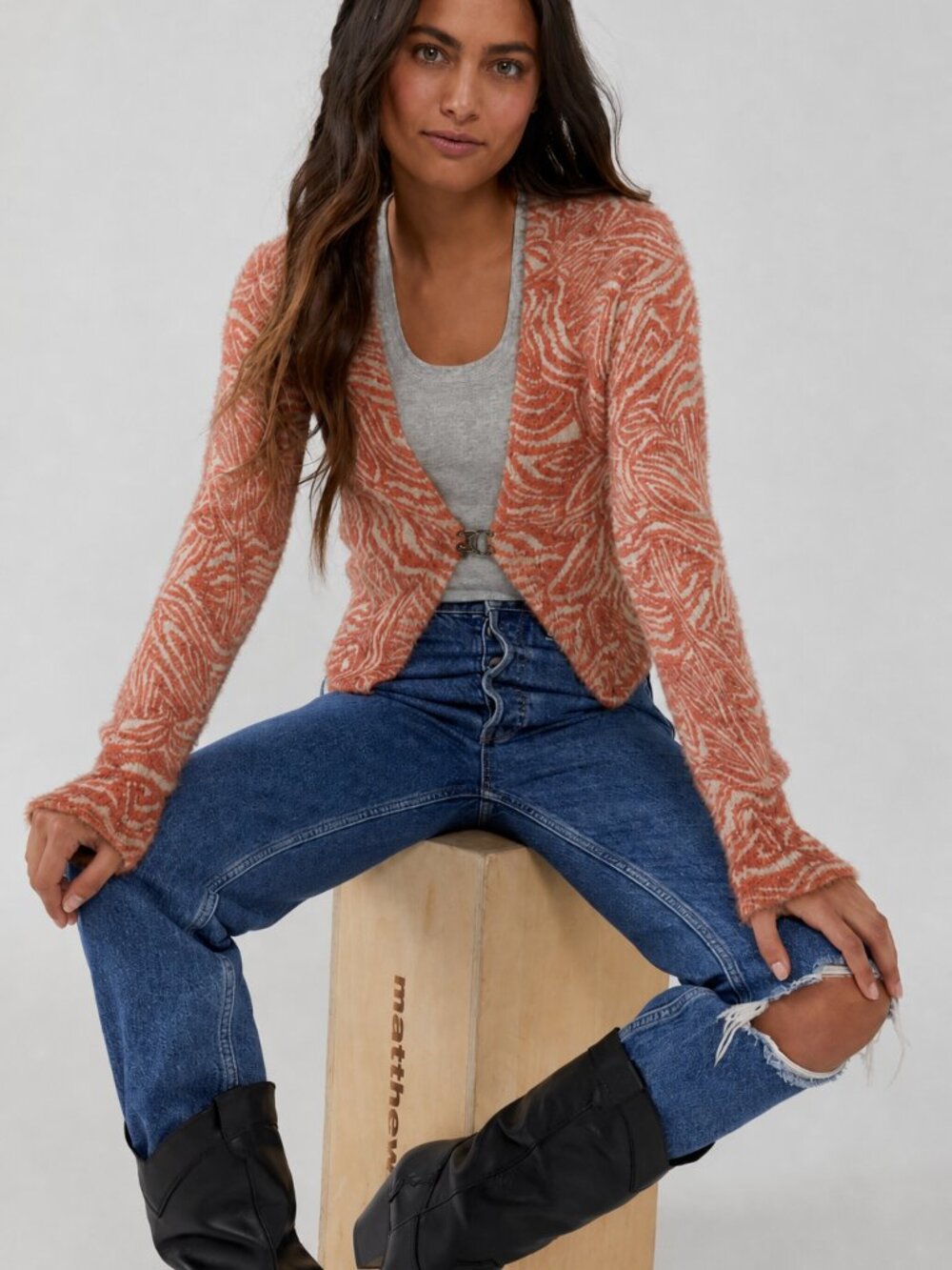 New Free People She's All That Cardi $128 SMALL Pink Fitted Classic Cardigan